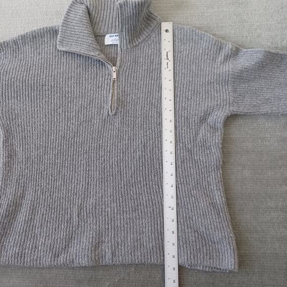 Old Navy Sweater Women M Gray 1/4 Zip Ribbed Knit Pullover Classic Minimalist - Picture 4 of 9